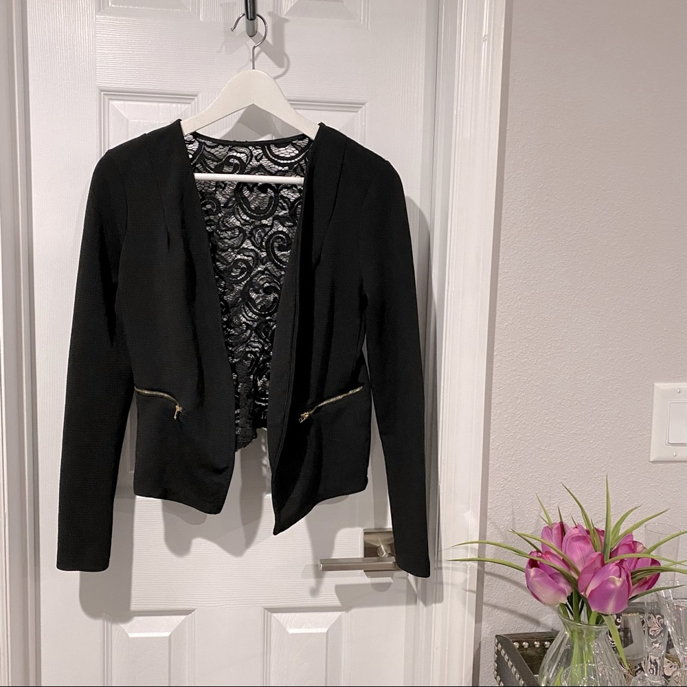 Material Girl Blazer w/Zippers & Lace Back🌹